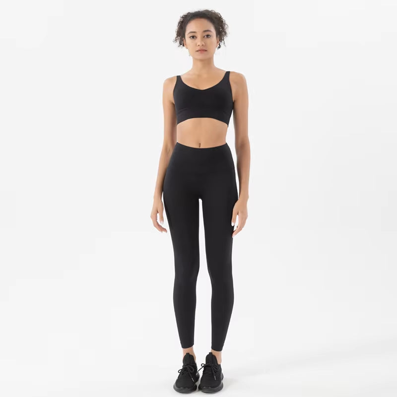 New Women'S Tracksuit Yoga Set Women Leggings Crop Top Sportswear Women'S Summer Suit High Waist Tight Set Woman 2 Pieces