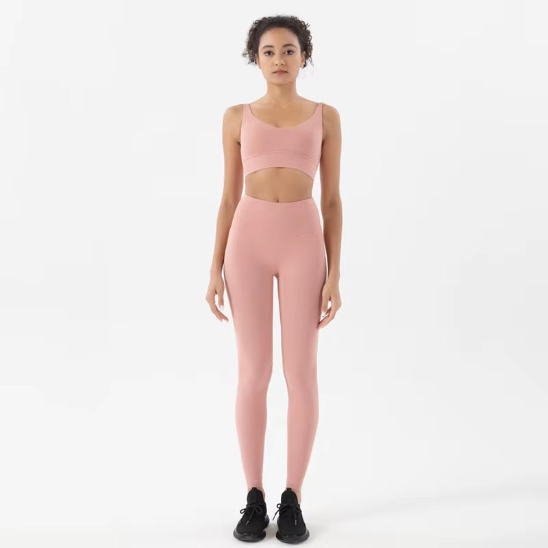 New Women'S Tracksuit Yoga Set Women Leggings Crop Top Sportswear Women'S Summer Suit High Waist Tight Set Woman 2 Pieces