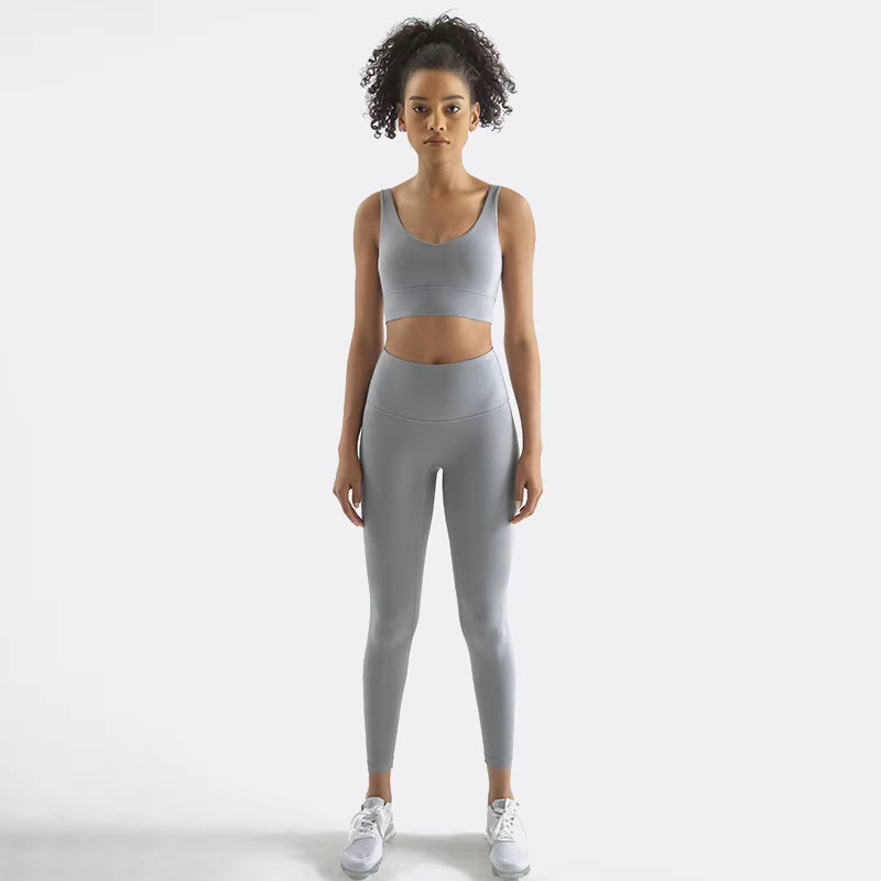 New Women'S Tracksuit Yoga Set Women Leggings Crop Top Sportswear Women'S Summer Suit High Waist Tight Set Woman 2 Pieces