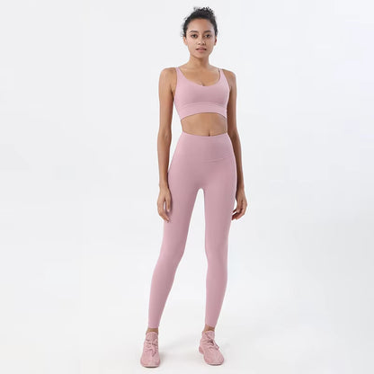 New Women'S Tracksuit Yoga Set Women Leggings Crop Top Sportswear Women'S Summer Suit High Waist Tight Set Woman 2 Pieces