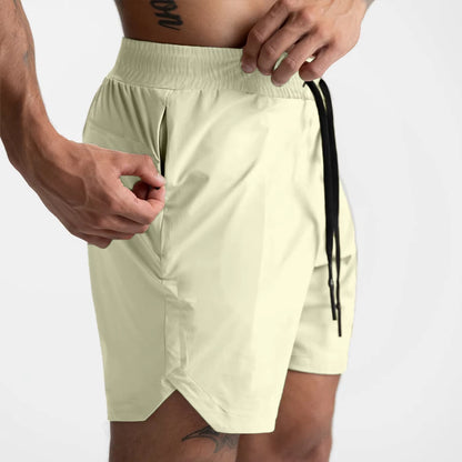 2024 New Men'S Shorts Single-Layer Woven Quick Dry Solid Color Running Fitness Sports Casual American Fifth Pants Comfortable