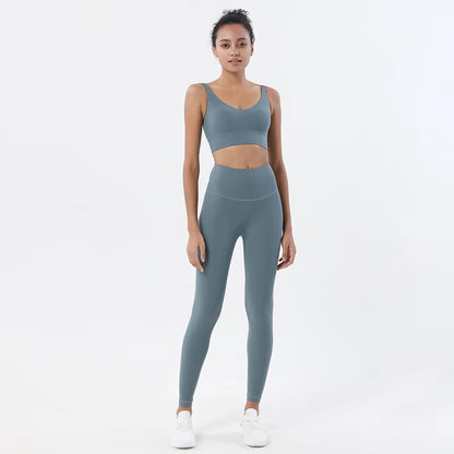 New Women'S Tracksuit Yoga Set Women Leggings Crop Top Sportswear Women'S Summer Suit High Waist Tight Set Woman 2 Pieces