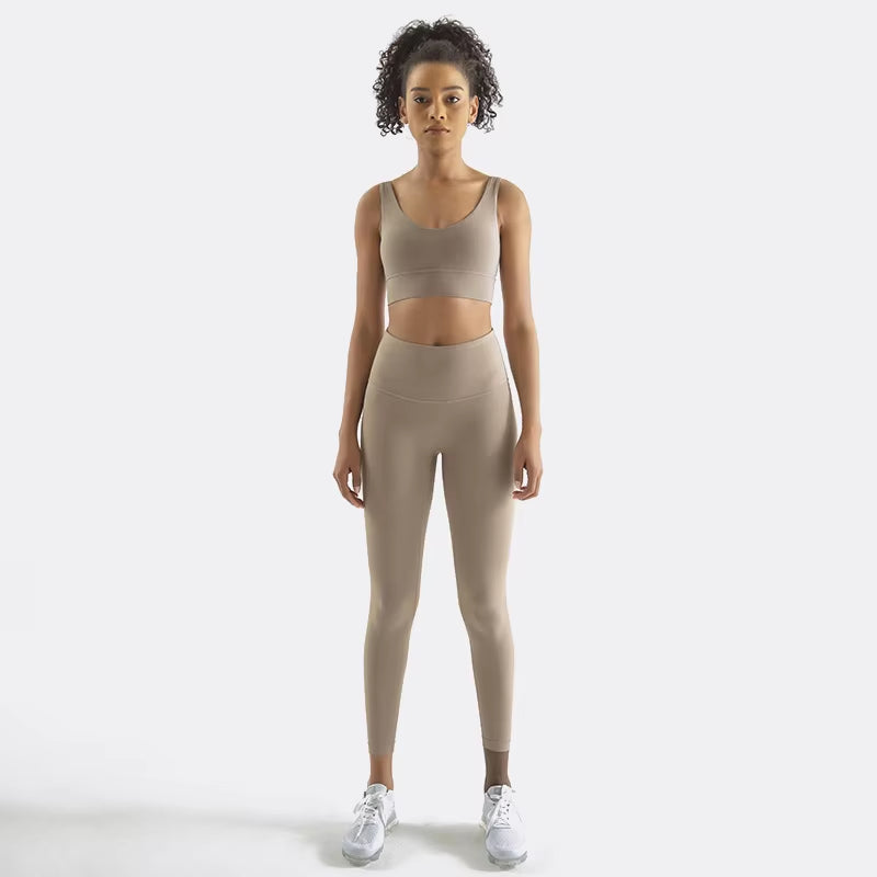 New Women'S Tracksuit Yoga Set Women Leggings Crop Top Sportswear Women'S Summer Suit High Waist Tight Set Woman 2 Pieces