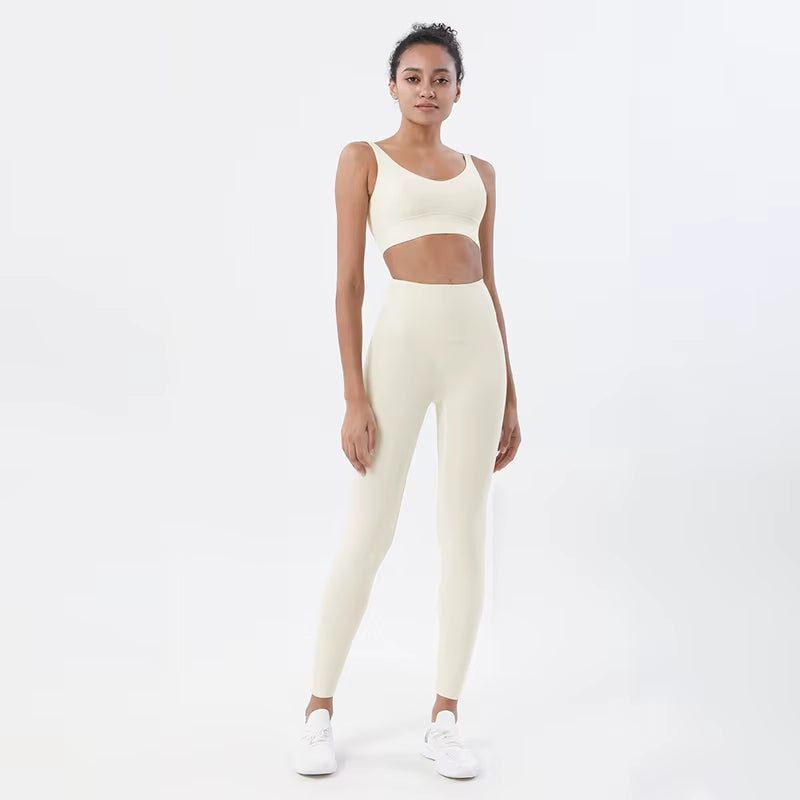 New Women'S Tracksuit Yoga Set Women Leggings Crop Top Sportswear Women'S Summer Suit High Waist Tight Set Woman 2 Pieces