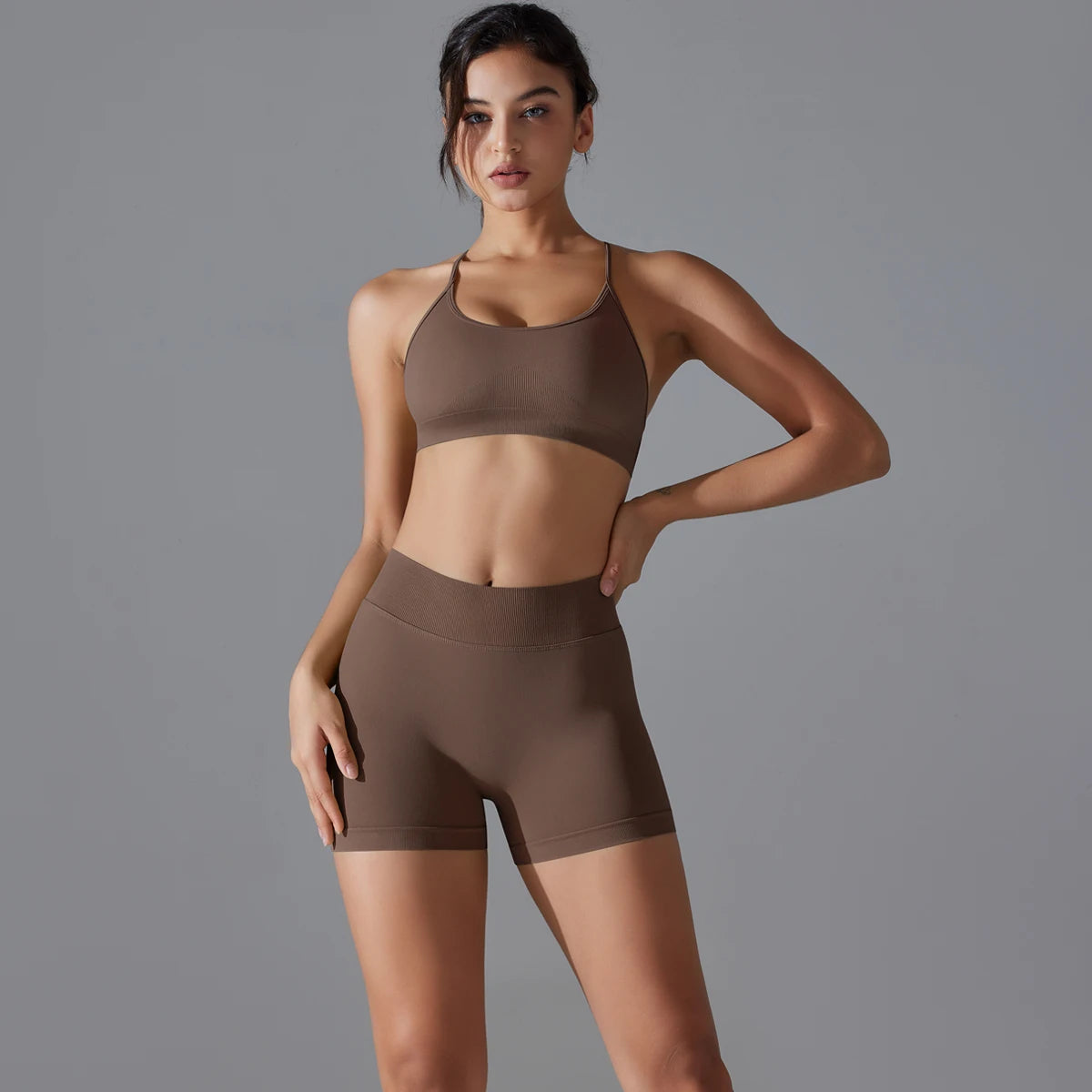 Seamless Yoga Set Sexy Sportswear Gym Clothing 2Pcs Sport Sets Women Hight Waist Leggings Fitness Shorts Sport Bra Suit