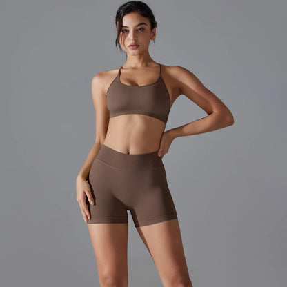 Seamless Yoga Set Sexy Sportswear Gym Clothing 2Pcs Sport Sets Women Hight Waist Leggings Fitness Shorts Sport Bra Suit