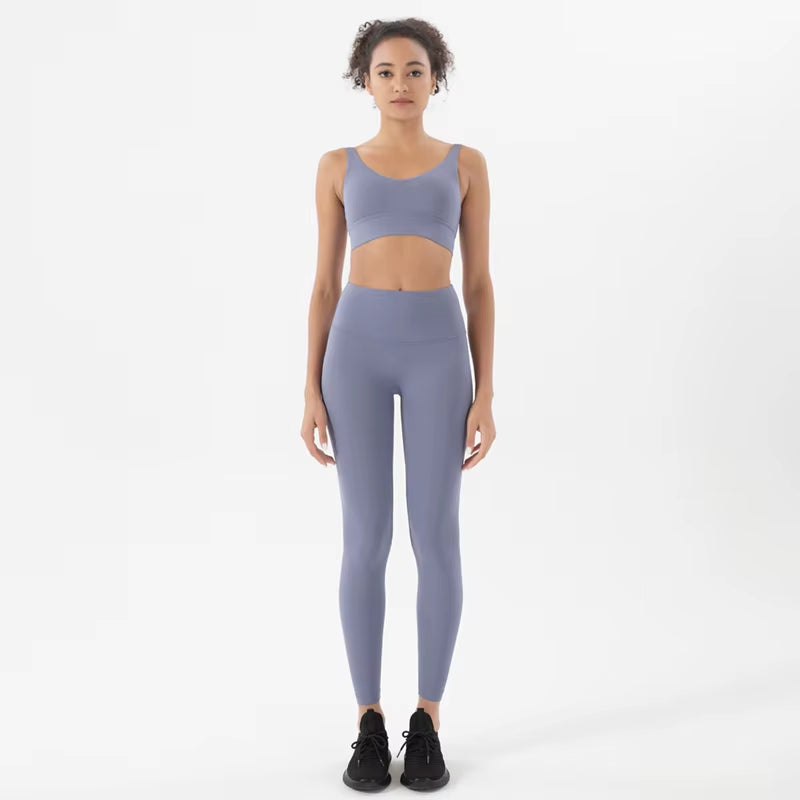 New Women'S Tracksuit Yoga Set Women Leggings Crop Top Sportswear Women'S Summer Suit High Waist Tight Set Woman 2 Pieces