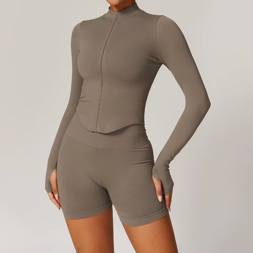 Seamless Gym Set Workout Clothes 2/3PCS Yoga Set Women'S Sportswear Fitness Leggings Sports Bra Athletic Long Sleeve Yoga Suit