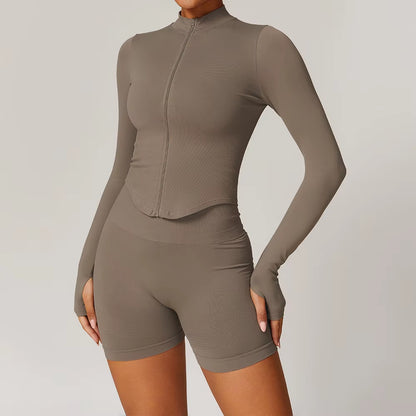 Seamless Gym Set Workout Clothes 2/3PCS Yoga Set Women'S Sportswear Fitness Leggings Sports Bra Athletic Long Sleeve Yoga Suit