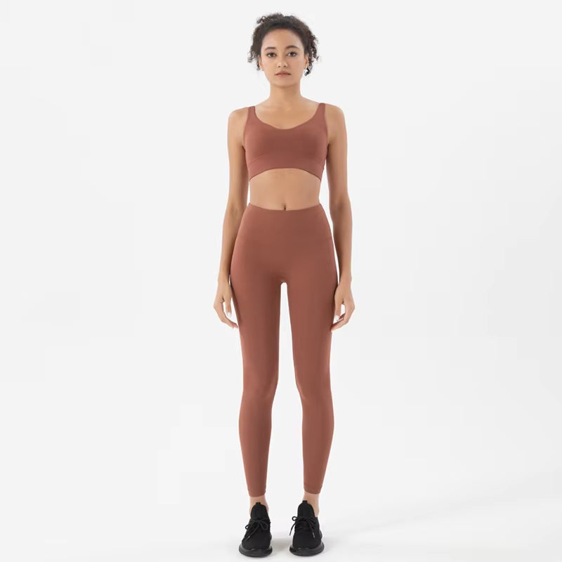 New Women'S Tracksuit Yoga Set Women Leggings Crop Top Sportswear Women'S Summer Suit High Waist Tight Set Woman 2 Pieces