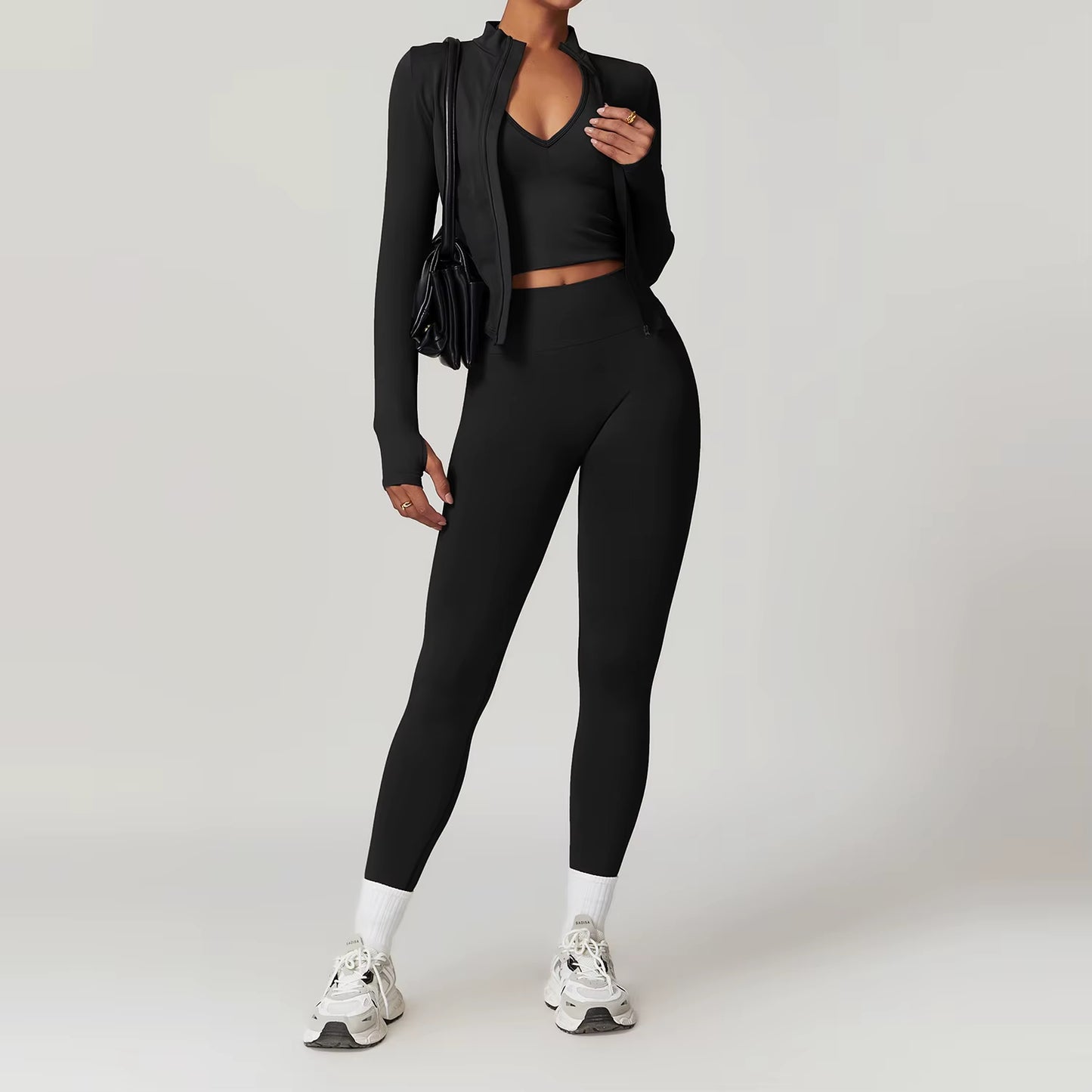 Seamless Gym Set Workout Clothes 2/3PCS Yoga Set Women'S Sportswear Fitness Leggings Sports Bra Athletic Long Sleeve Yoga Suit