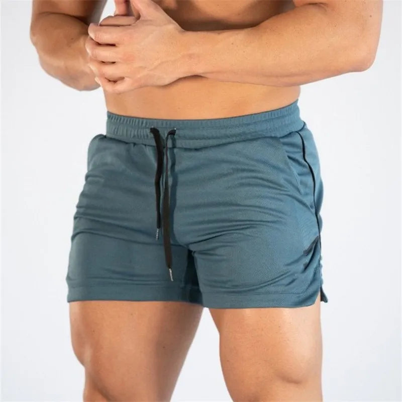 Sports Shorts Muscle New Big Size Solid Color Men'S Quick Dry Marathon Running Three Thirds Fitness Beach Pants Quick Dry Mesh