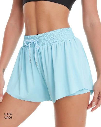 Women'S Breathable Sports Shorts Elastic Waist Drawstring Built-In Liner Side Pocket Gym Yoga Running Casual Wear