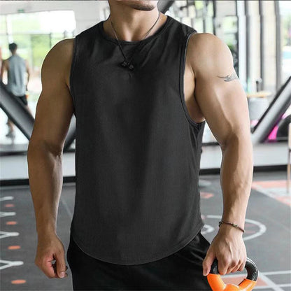 2024 New Men Tank Tops Sleeveless Shirt Polyester Mesh Material Quick Dry Breathable Men Workout Fitness Basketball Top Tee