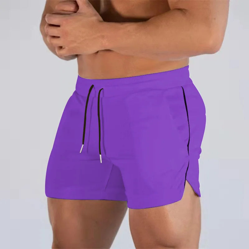 Sports Shorts Muscle New Big Size Solid Color Men'S Quick Dry Marathon Running Three Thirds Fitness Beach Pants Quick Dry Mesh