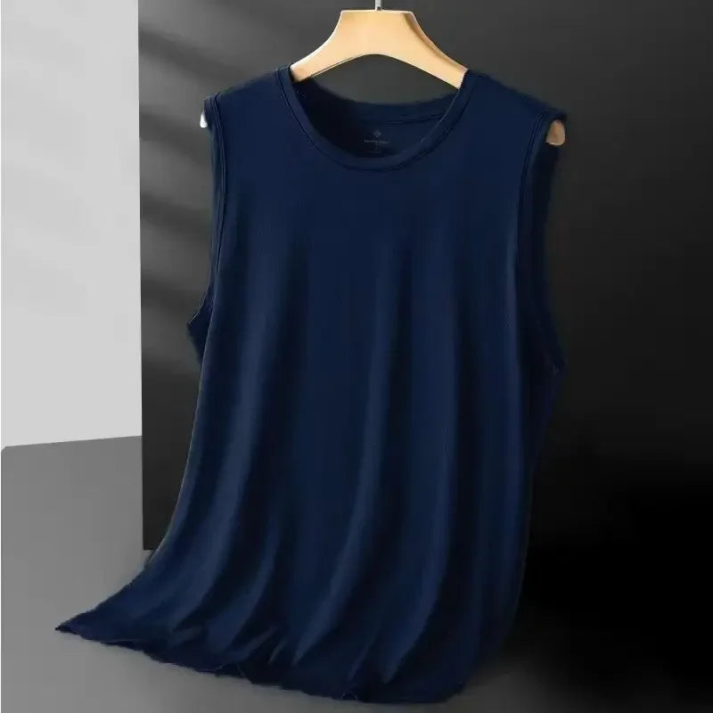 2026 Men'S Ice Silk Mesh Vest Lightweight Sports Summer Wear Sleeveless T-Shirt Tank Top Casual Fashion Outerwear