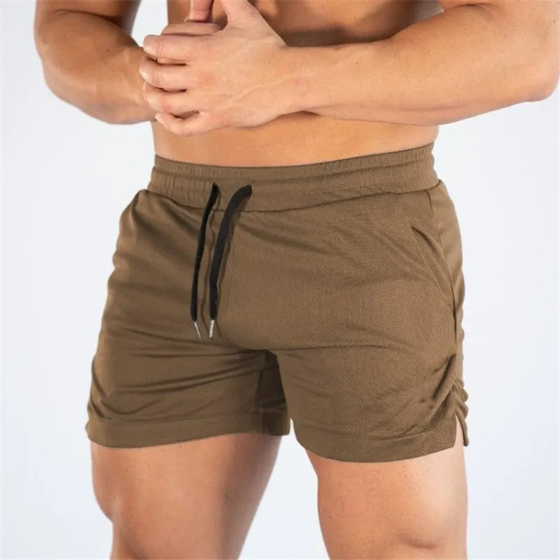 Sports Shorts Muscle New Big Size Solid Color Men'S Quick Dry Marathon Running Three Thirds Fitness Beach Pants Quick Dry Mesh