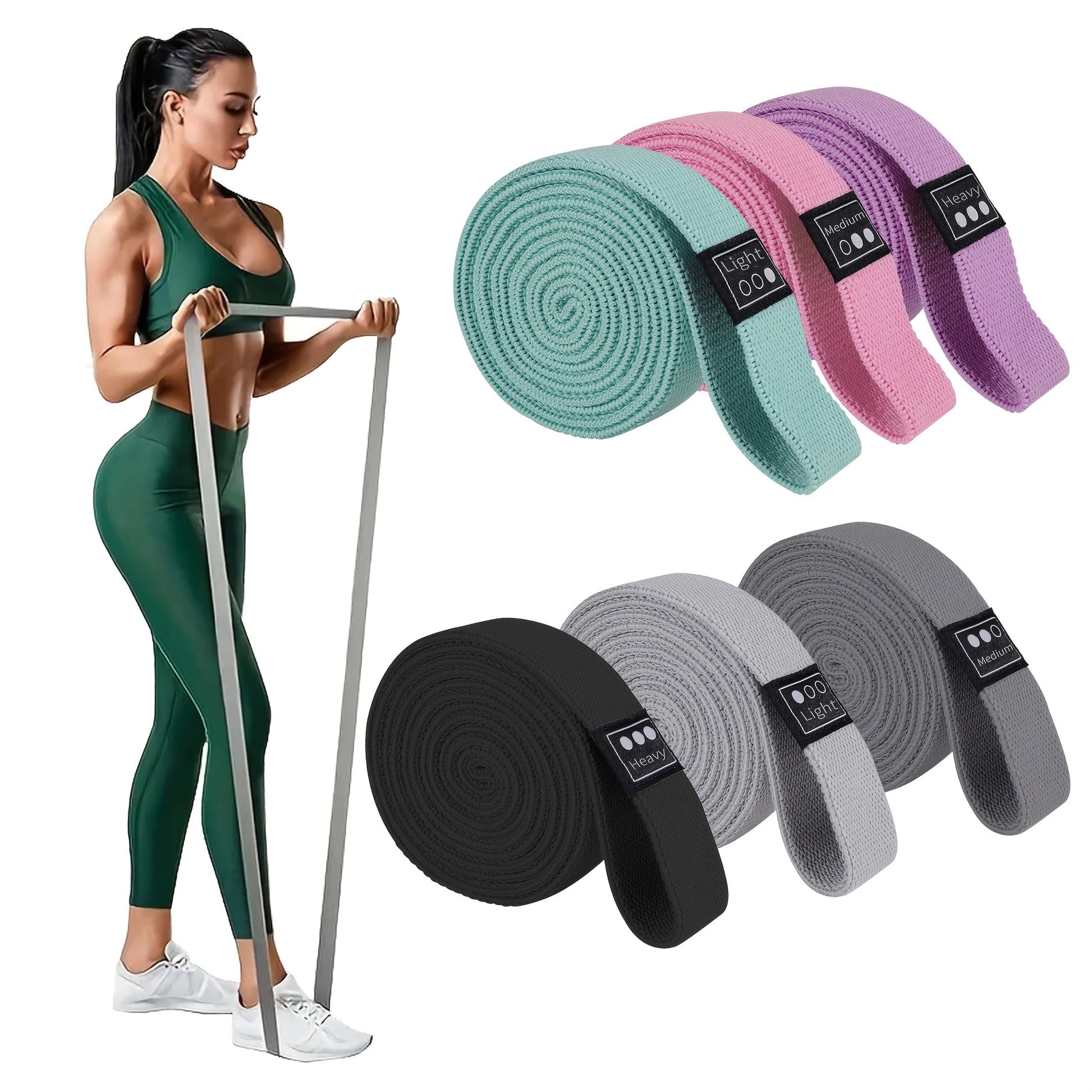 Fitness Resistance Bands - Knit Elastic Stretch Training Pulling Bands Resistance Levels for Yoga & Strength Training
