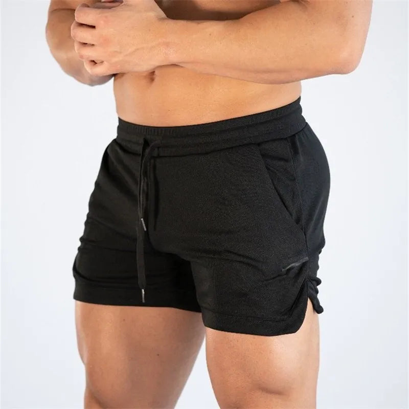 Sports Shorts Muscle New Big Size Solid Color Men'S Quick Dry Marathon Running Three Thirds Fitness Beach Pants Quick Dry Mesh