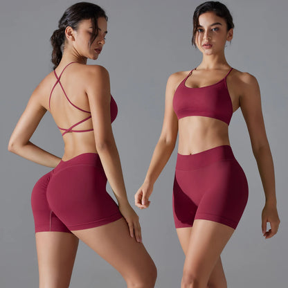 Seamless Yoga Set Sexy Sportswear Gym Clothing 2Pcs Sport Sets Women Hight Waist Leggings Fitness Shorts Sport Bra Suit