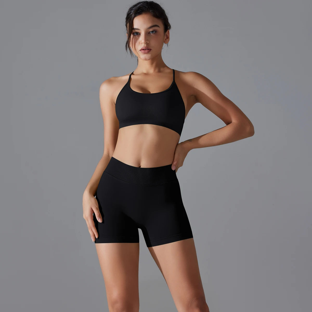 Seamless Yoga Set Sexy Sportswear Gym Clothing 2Pcs Sport Sets Women Hight Waist Leggings Fitness Shorts Sport Bra Suit
