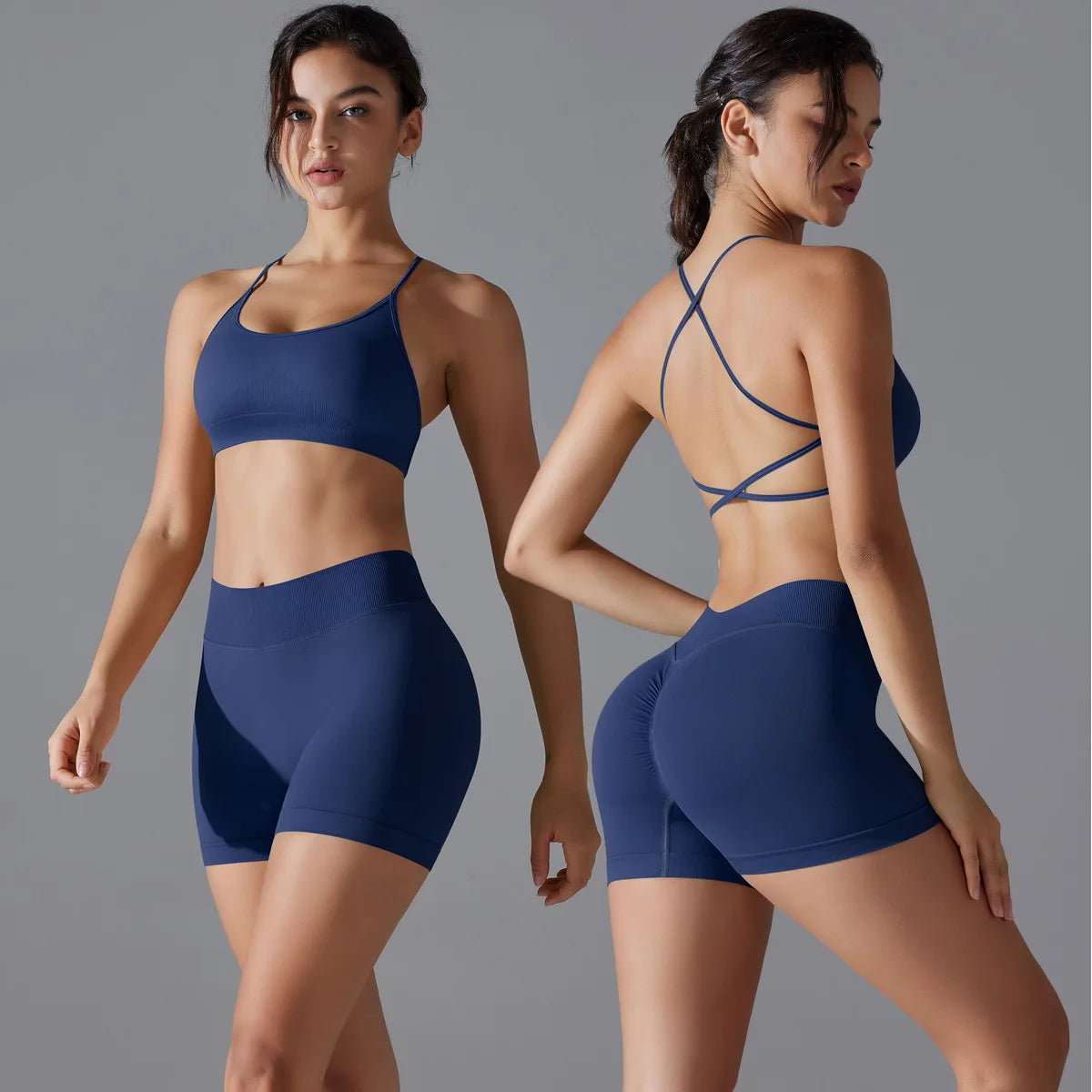 Seamless Yoga Set Sexy Sportswear Gym Clothing 2Pcs Sport Sets Women Hight Waist Leggings Fitness Shorts Sport Bra Suit