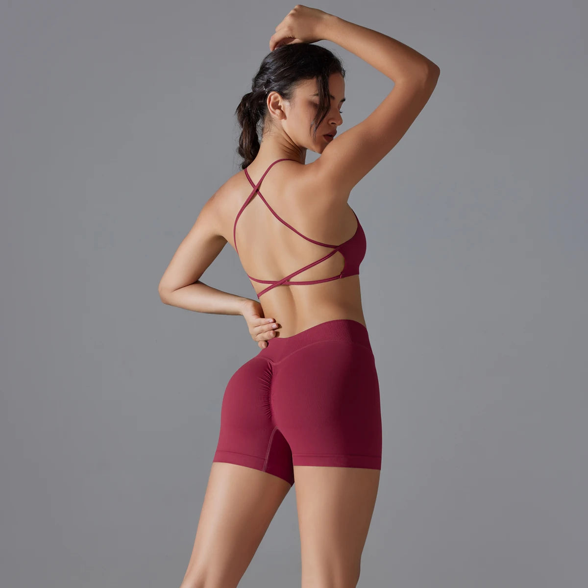 Seamless Yoga Set Sexy Sportswear Gym Clothing 2Pcs Sport Sets Women Hight Waist Leggings Fitness Shorts Sport Bra Suit