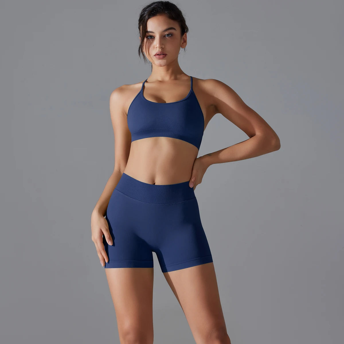 Seamless Yoga Set Sexy Sportswear Gym Clothing 2Pcs Sport Sets Women Hight Waist Leggings Fitness Shorts Sport Bra Suit