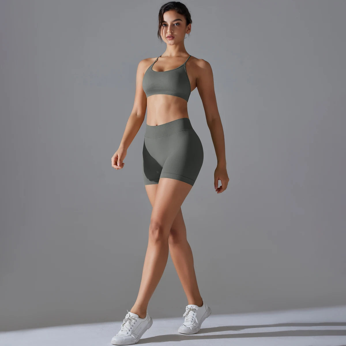 Seamless Yoga Set Sexy Sportswear Gym Clothing 2Pcs Sport Sets Women Hight Waist Leggings Fitness Shorts Sport Bra Suit