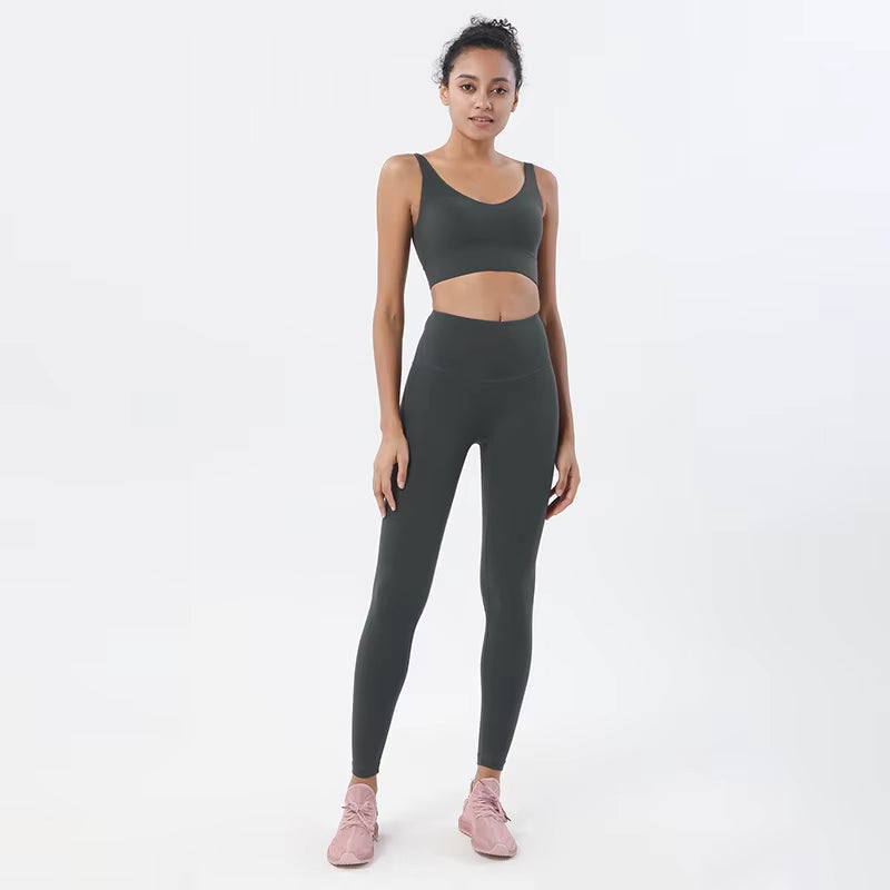 New Women'S Tracksuit Yoga Set Women Leggings Crop Top Sportswear Women'S Summer Suit High Waist Tight Set Woman 2 Pieces