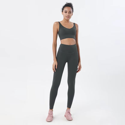 New Women'S Tracksuit Yoga Set Women Leggings Crop Top Sportswear Women'S Summer Suit High Waist Tight Set Woman 2 Pieces