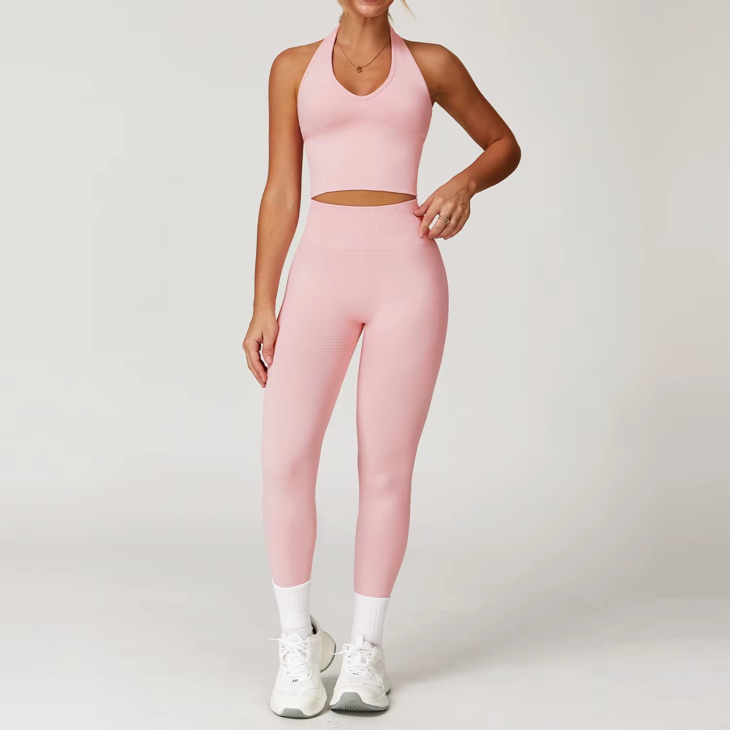 Seamless Gym Set Workout Clothes 2/3PCS Yoga Set Women'S Sportswear Fitness Leggings Sports Bra Athletic Long Sleeve Yoga Suit
