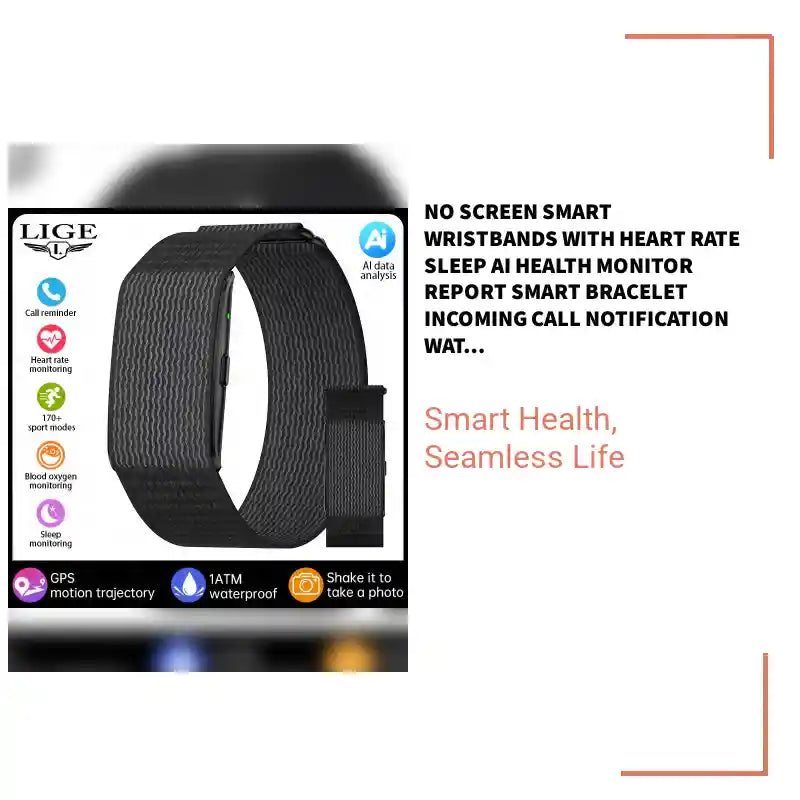 NO Screen Smart Wristbands with Heart Rate Sleep AI Health Monitor Report Smart Bracelet Incoming Call Notification Watches by@Outfy