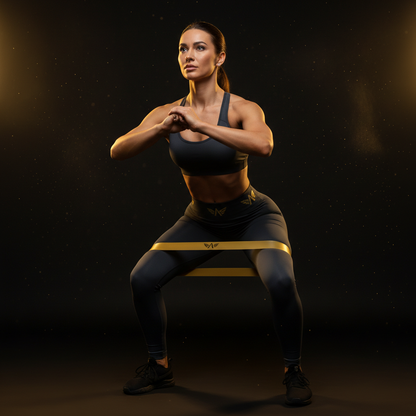 Woman Squatting with Resistance Bands