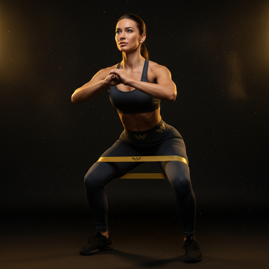 Woman Squatting with Resistance Bands